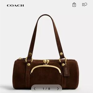 BNWT Coach Runway Kisslock Barrel Bag in Chocolate Suede in Box Spring 2026